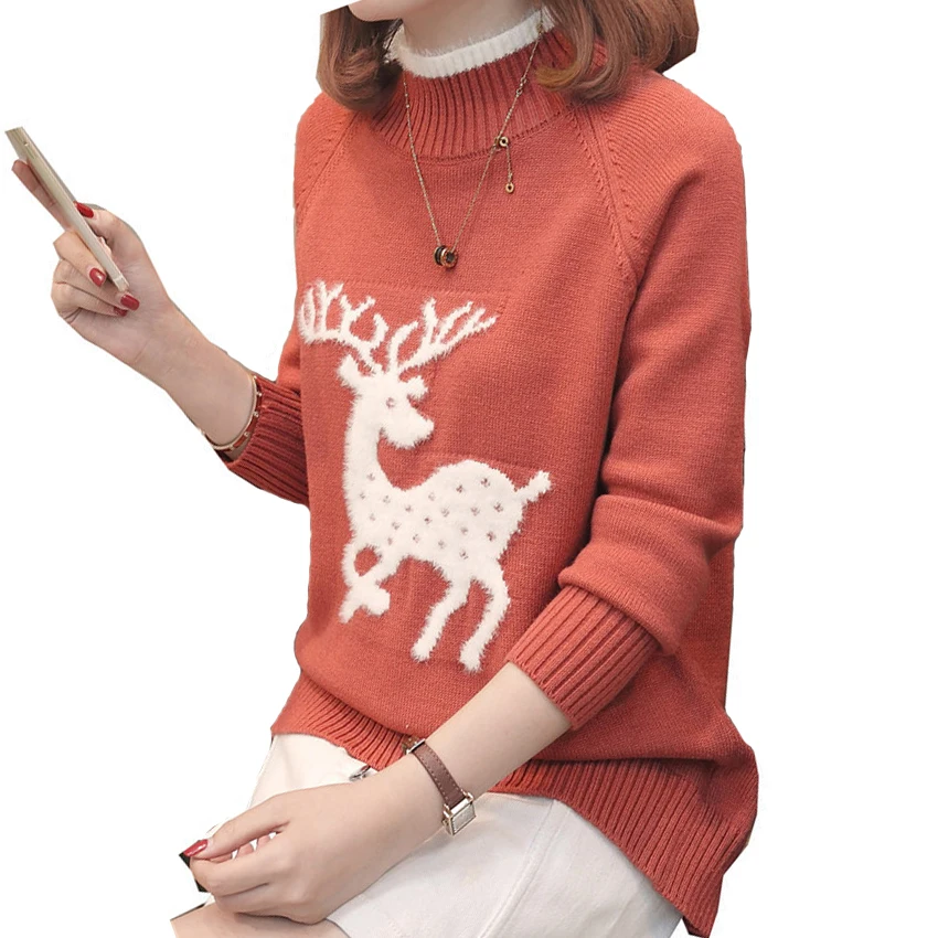 Свитер женский осенний 2019 свитера модный Рождественский вязаный джемпер с