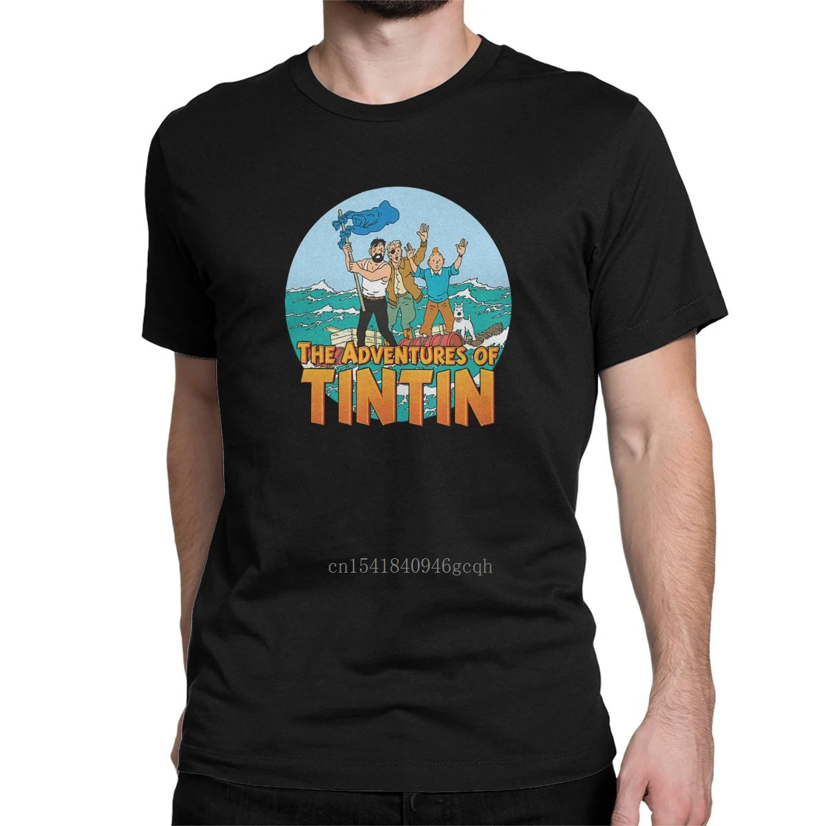 

The Adventures Of Tintin T-Shirts Men Sea Leisure Cotton Tees Crewneck Short Sleeve T Shirt Unique Tops