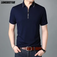 2022 top quality new summer brand mens polo shirts designer plain zipper short sleeve casual tops fashions man clothing