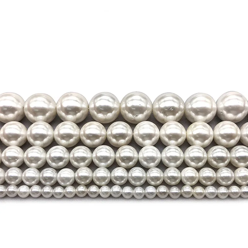 Жемчужные бусины круглые жемчужные белого цвета для изготовления ювелирных