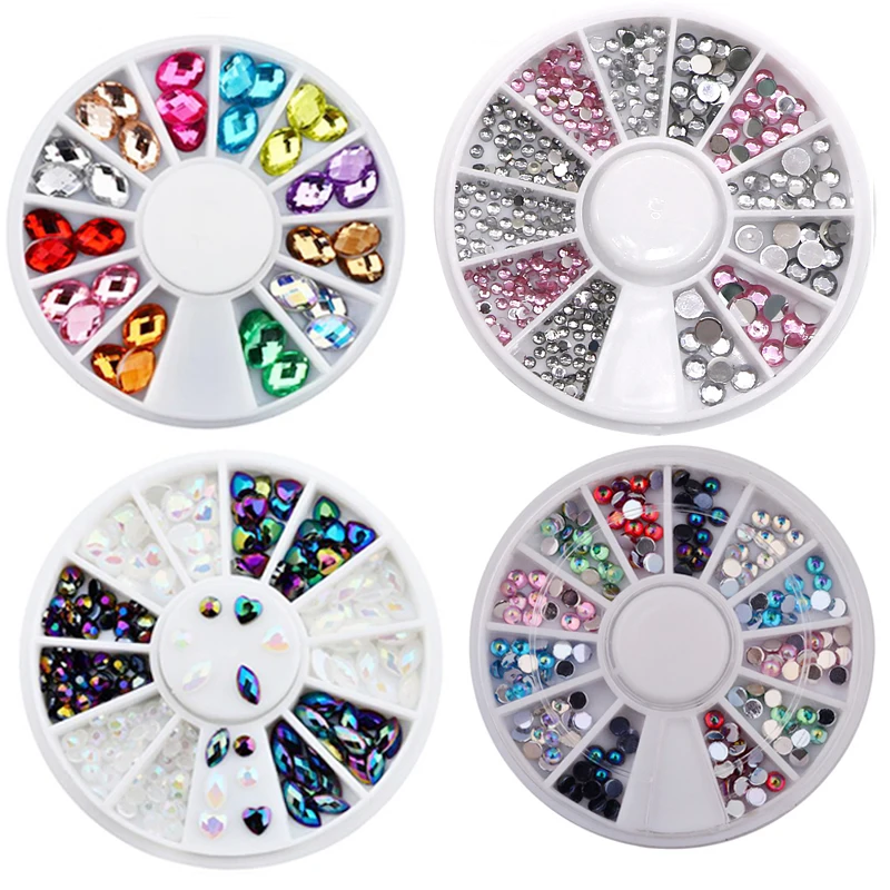 

Colorful Crystal Nail Art Rhinestones Acrylic Nail Stones Beads Studs Shiny Tips 3D Rhinestone Manicure Nail Art Decorations