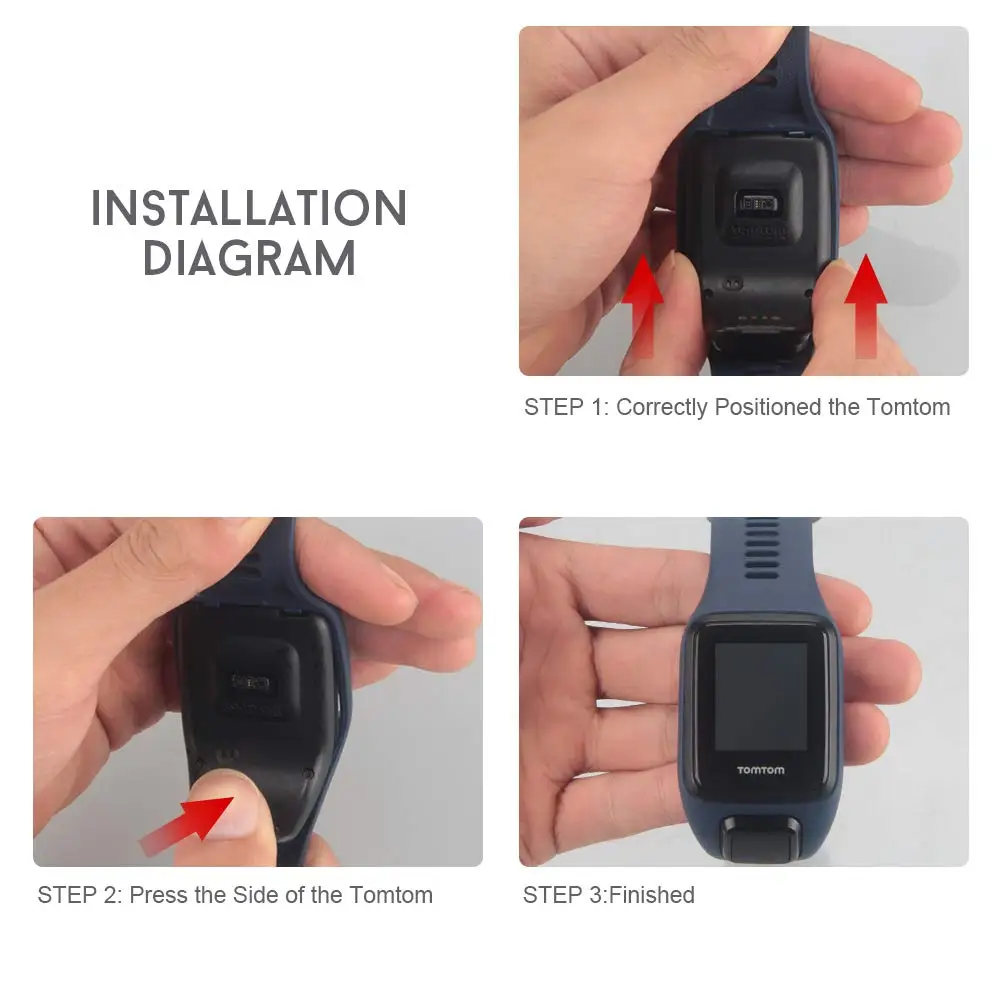 ANBEST Silicone Strap Replacement for TomTom Runner 2/3 Spark/3 Strap Sport Watch for Tom Watch Strap High Quality Watch Band