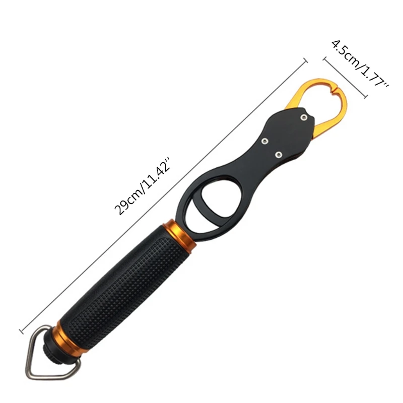 

Fish Lip Gripper with Scale 28lb Aluminum Fish Grabber Tackle Fishing Grip Tool Rubber Handle Retractable Lanyard