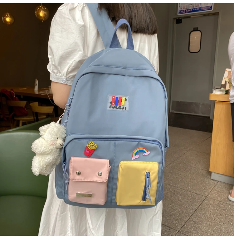 M3523 -New leisure multi-function backpack trend solid color large capacity Backpack