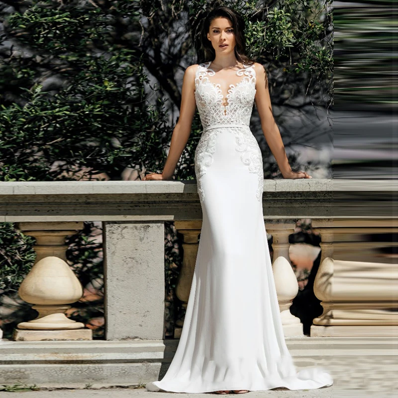 Свадебное платье Русалка Verngo кружевное свадебное с аппликацией элегантное