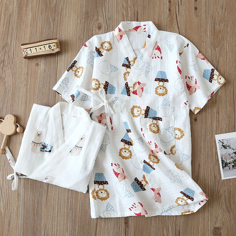 

Kawaii child Kimono bathrobes boys and girls Japanese 100% gauze Cotton summer Bathrobe kids short sleeve Child ropa familia