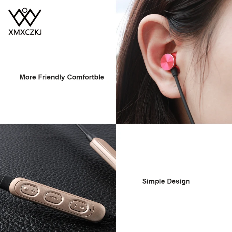 Магнитные беспроводные Bluetooth наушники спортивные стереонаушники с шейным