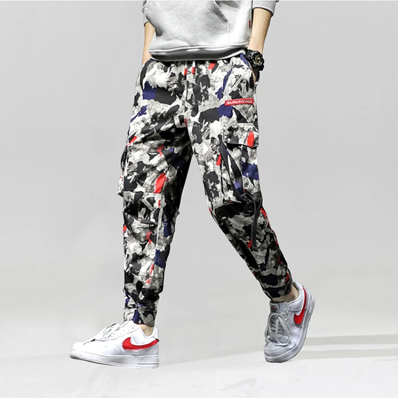 Свободные мужские камуфляжные брюки карго хип хоп шаровары тактические