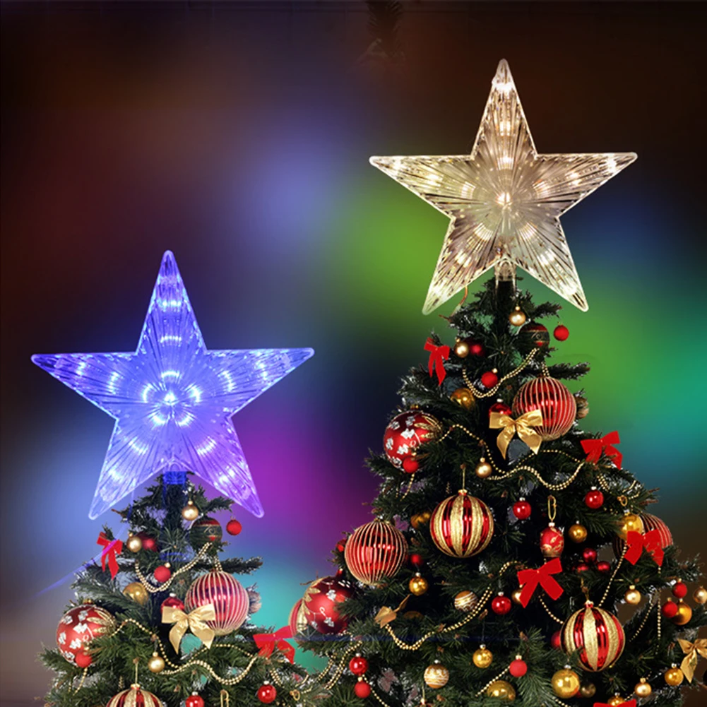 

1PC Christmas Tree Topper Shiny Xmas Decoration LED Luminous Christmas Treetop Star Party Festival Ornament For Garden Party