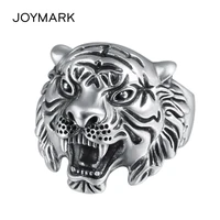 antique tone tiger 925 sterling silver ring for men punk style finger rings high quality male fashion jewelry tsr109