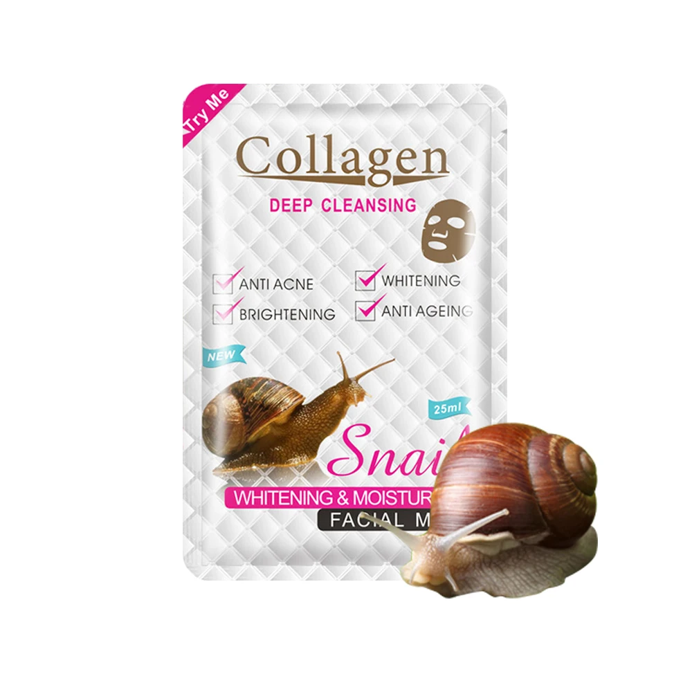 

5PCS/10PCS Snail & Collagen Facial Mask Whitening Brighten Hydrating Increases Elasticity Oil Control Prevents Aging Face Care