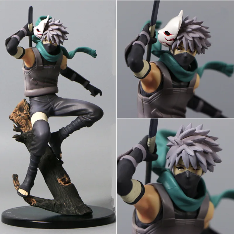 

Naruto Anime figurine Change head Hatake Kakashi PVC Action Figure The Dark Kakashi Figures Collectible Toy 23CM