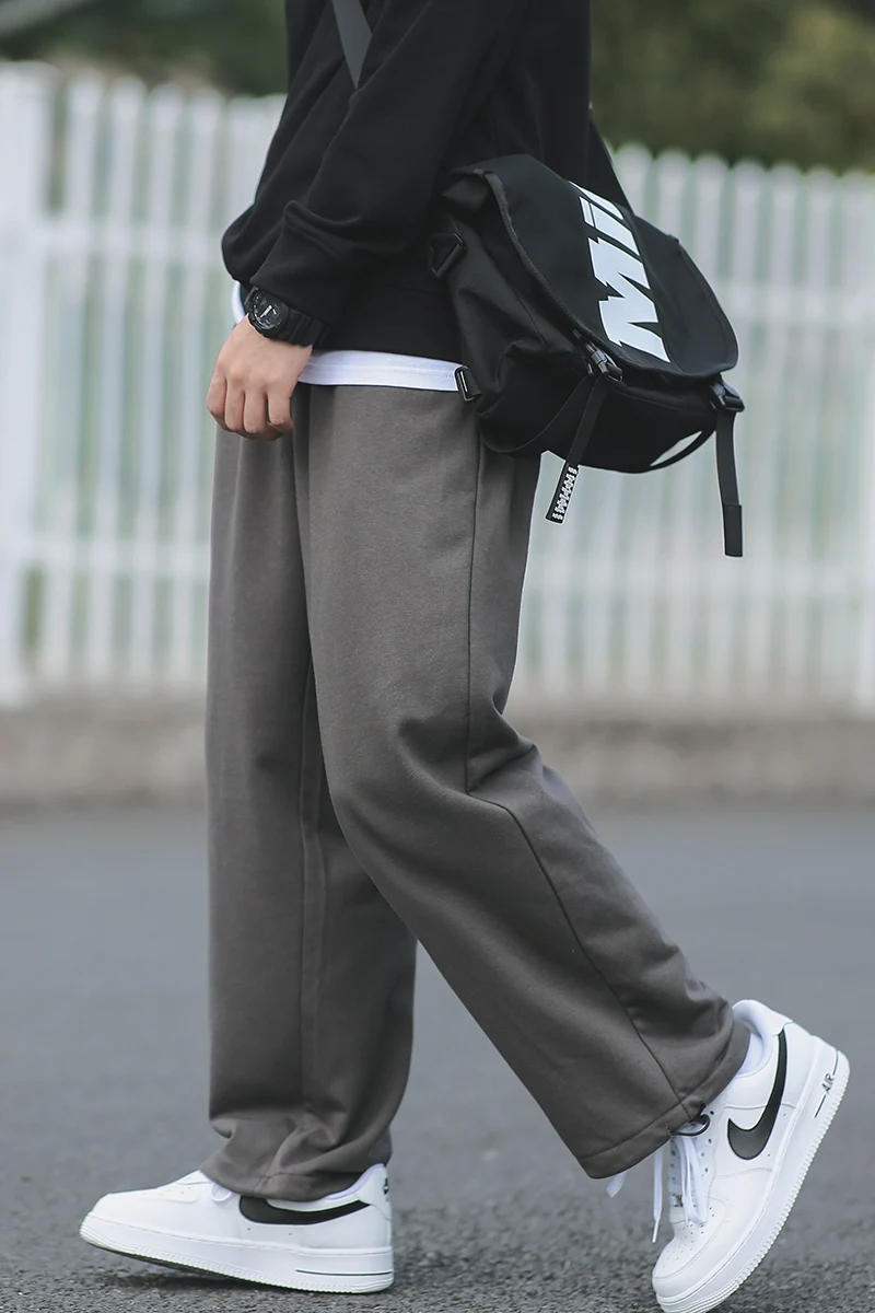 

2021 M-5XL Autumn And Winter Straight Male Pants Black Light Gray Dark Gray Men Clothing Men Sweatpants