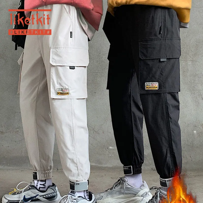 Liketkit мужские брюки карго зимние 2019 карманы одноцветные джоггеры хаки