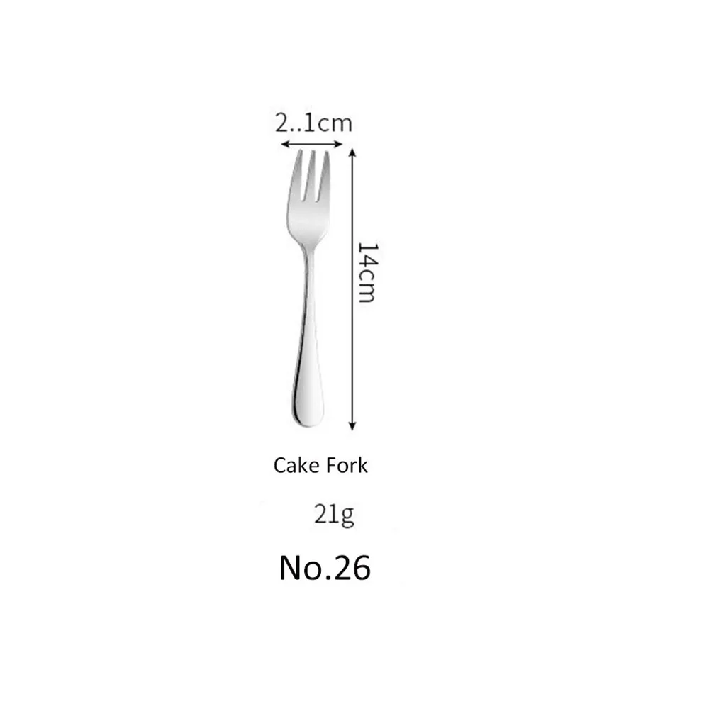 NO.26 Cake Fork Столовые приборы набор столовых приборов класса люкс из нержавеющей стали столовая вилка и нож столовая ложка столовая посуда набор услуг западные столовые инструменты 1 шт - Цвет: NO.26 Cake Fork
