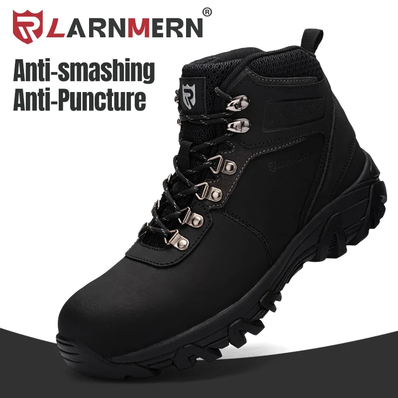 

Мужские защитные рабочие ботинки LARNMERN, дышащая защитная обувь для строительства со стальным носком, противоскользящая обувь с защитой от п...