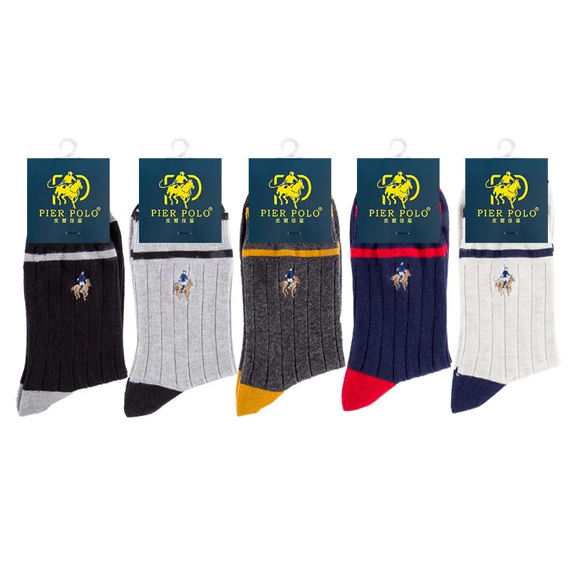 

High Quality Brand Spell Color Socks Fashion Casual Cotton Crew Socks Business Embroidery Autumn Winter Men's Socks