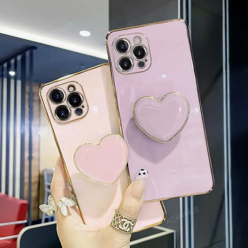 Роскошный силиконовый чехол-подставка с сердечками для Iphone 13 12 11 Pro Max 6 S 7 8 Plus X R Xr Xs