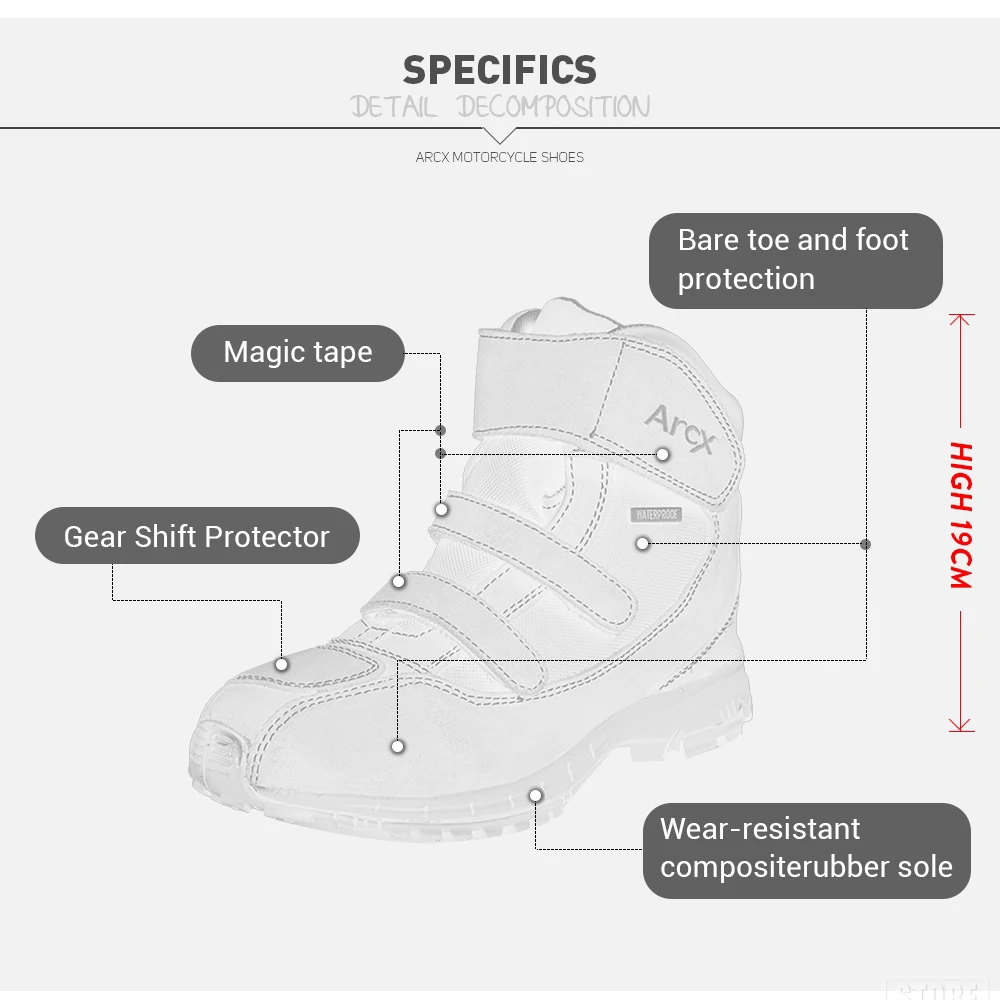 ARCX/Водонепроницаемые мотоботы Мужская обувь в байкерском стиле из натуральной