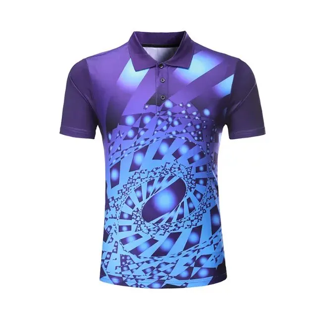 203 blue Professional team game custom Quick dry Badminton shirt Men/Women, Tennis t-shirts,sports golf Polo shirt, pingpong t-shirt - Цвет: 203 blue