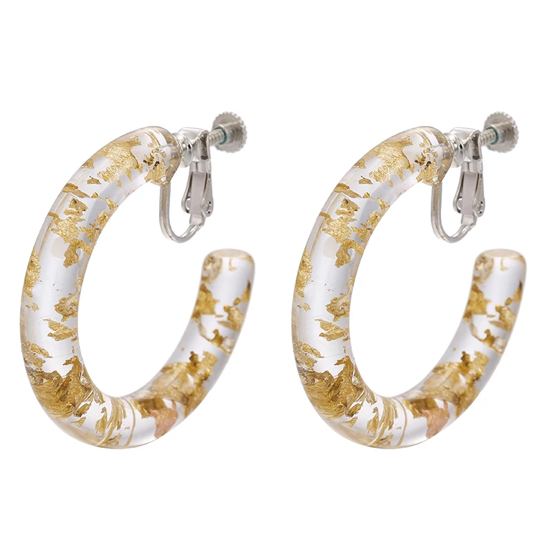 

New Design No Pierced Big Exaggerated C-Shaped Acrylic Hoop Clip Earrings for Women 2020 Fashion Wild Ear Clips Earrings Jewelry