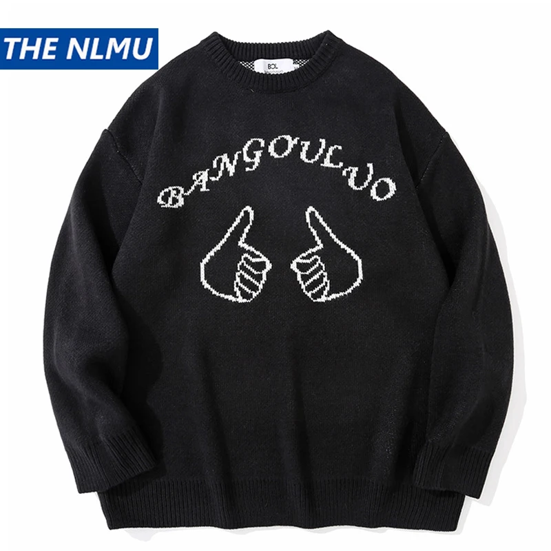 

Мужской трикотажный свитер в стиле хип-хоп, 2021 хлопок