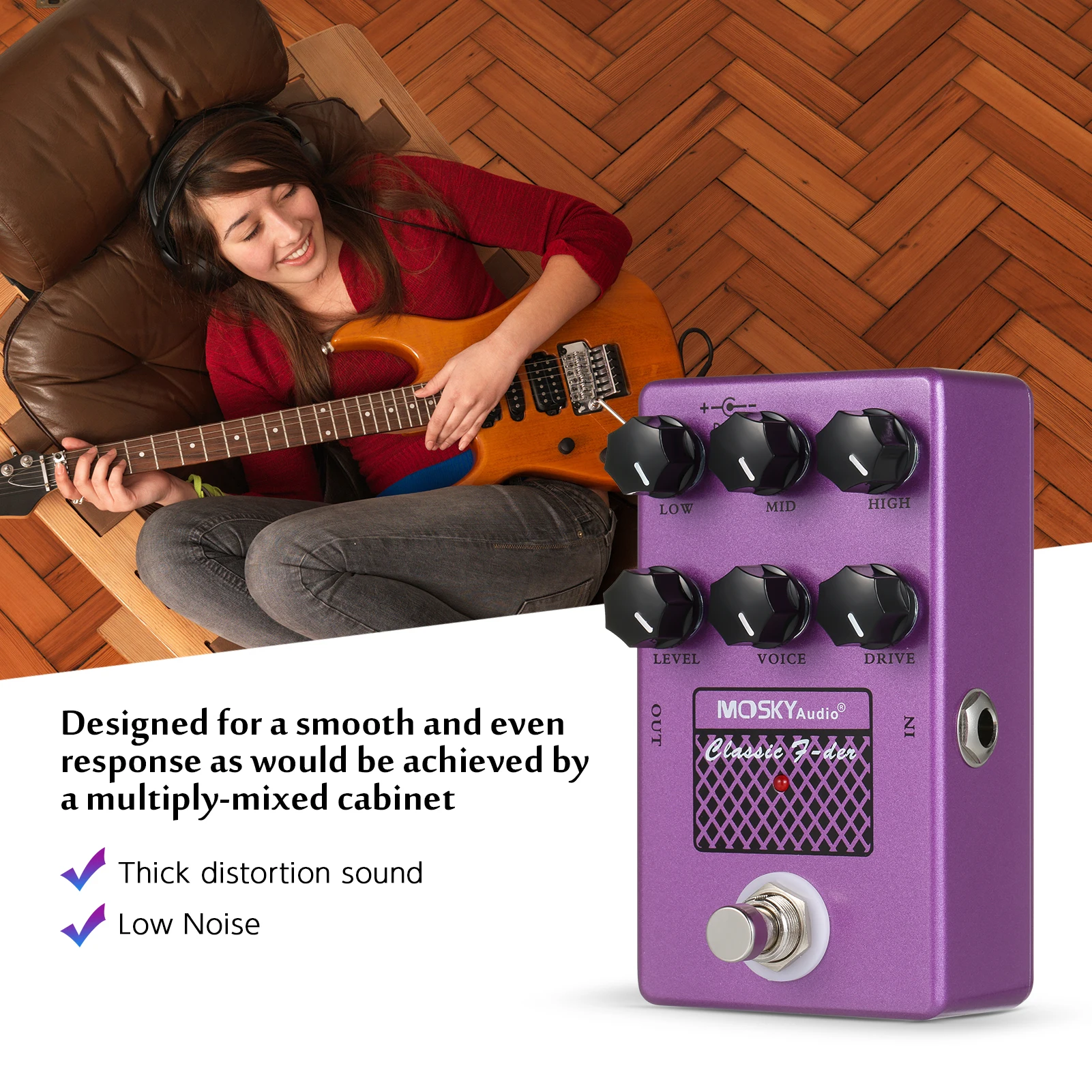 

MOSKYaudio CLASSIC F-DER Speaker Simulator Cabinet Simulator Guitar Effect Pedal Speaker Simulation for Guitar Accessories Parts