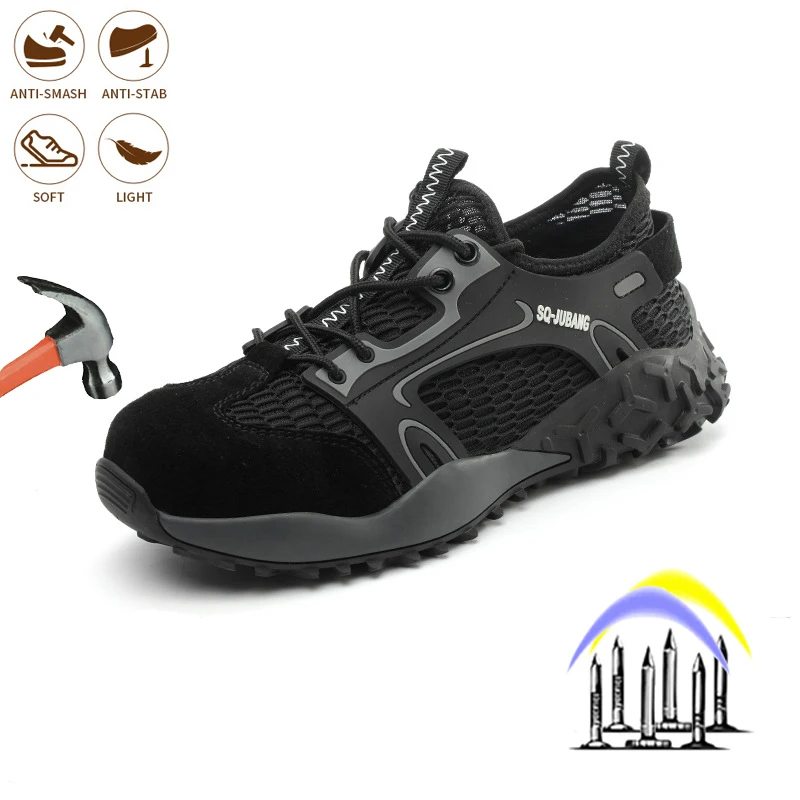 

Lightweight Safety Shoes for Men Steel Toe Cap Indestructible Work Boots Anti-smash Anti-puncture Outdoor Breathable Sneakers