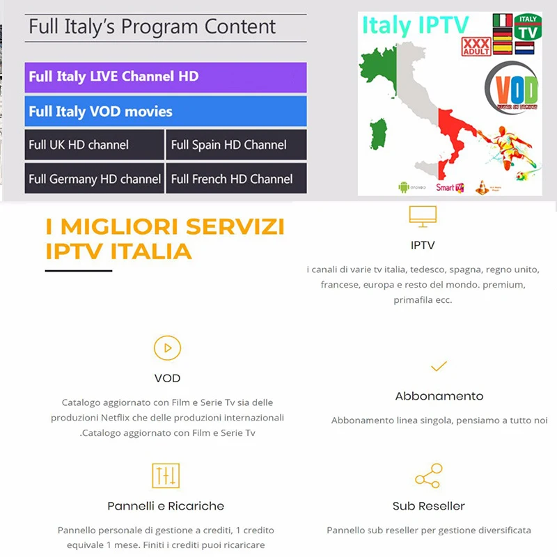 Италия IP ТВ для Смарт Android iptv-приставка italia m3u подписки Кино спортивные mediaset premium dazn взрослых 2000+ каналы IP ТВ