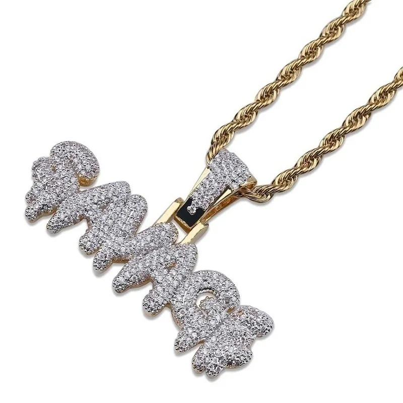 

SAVAGE Brass Gold Color Iced Out Micro Pave Cubic Zircon 24inch Rope Charm Chain for Men