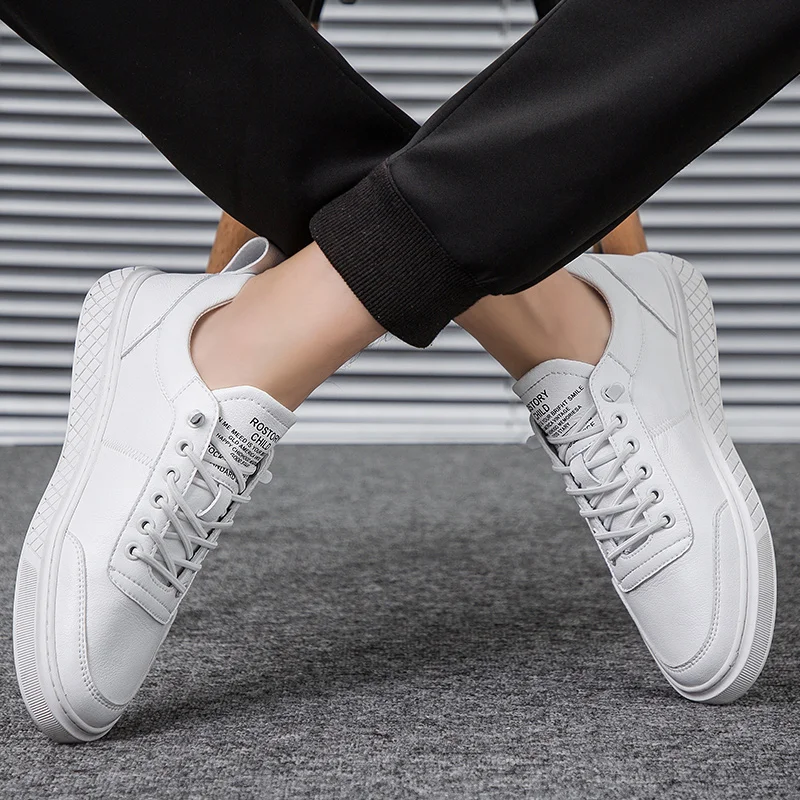 Brand Fashion Casual Leather Shoes Men Sneakers White Male 2019 Korean Version | Обувь