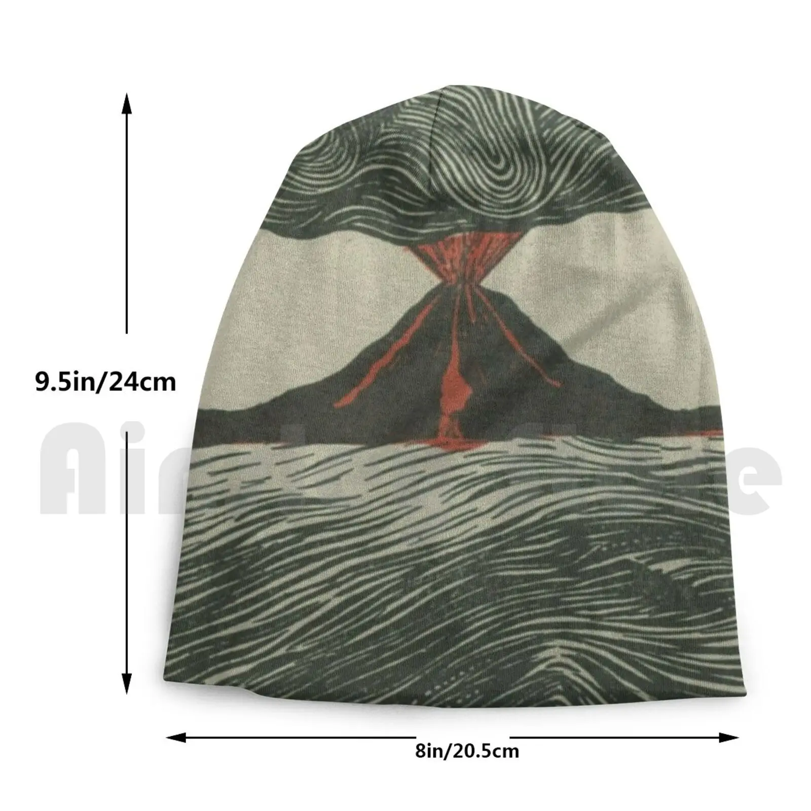 

Volcano Woodcut Beanies Knit Hat Hip Hop Vintage Antique Home Volcano Mountain Nature Geology Science