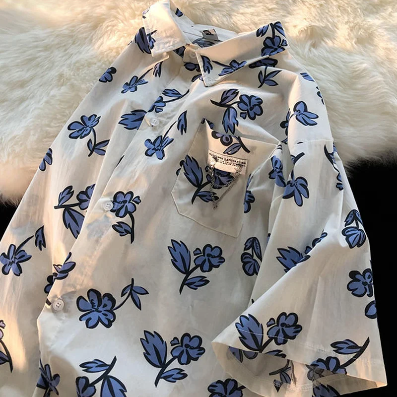 Рубашка женская с цветочным принтом свободная повседневная Элегантная блузка
