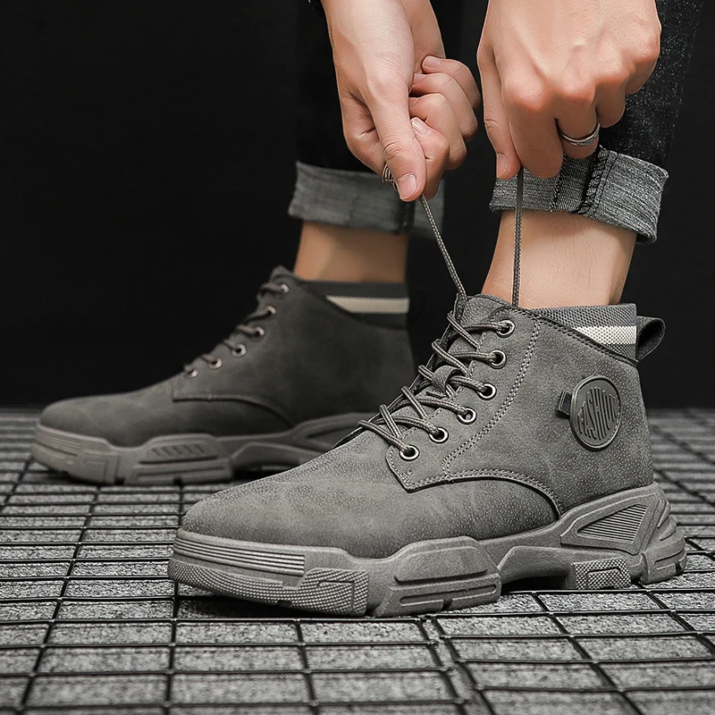 

2021 Spring and Autumn New Waterproof High-top Tooling Boots All-match Men's Non-slip Comfortable Men's Breathable Martin Boots