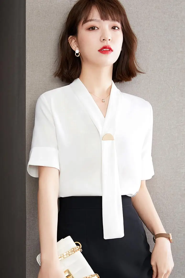 

COIGARSAM Fashion Full Sleeve blouse women Summer blusas womens tops and blouses White 1165