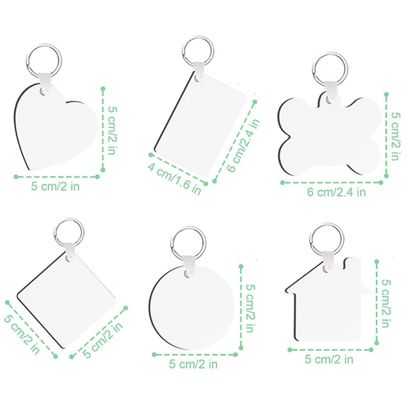 

42pcs Sublimation Blank Keychain with Key Ring Heart/Square Shape Transfer Keychain for Christmas Valentine Day Present