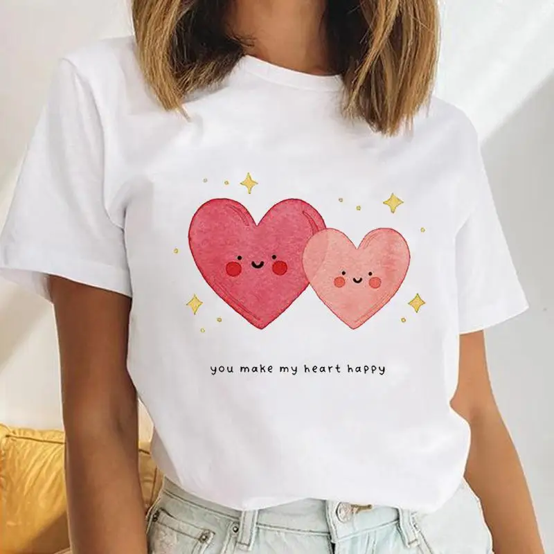 

Women Make Up Beauty 2021 Trend Casual Female Short Sleeve Cartoon Clothes Tops Print Cute Ladies Tees Tshirt Graphic T-Shirt