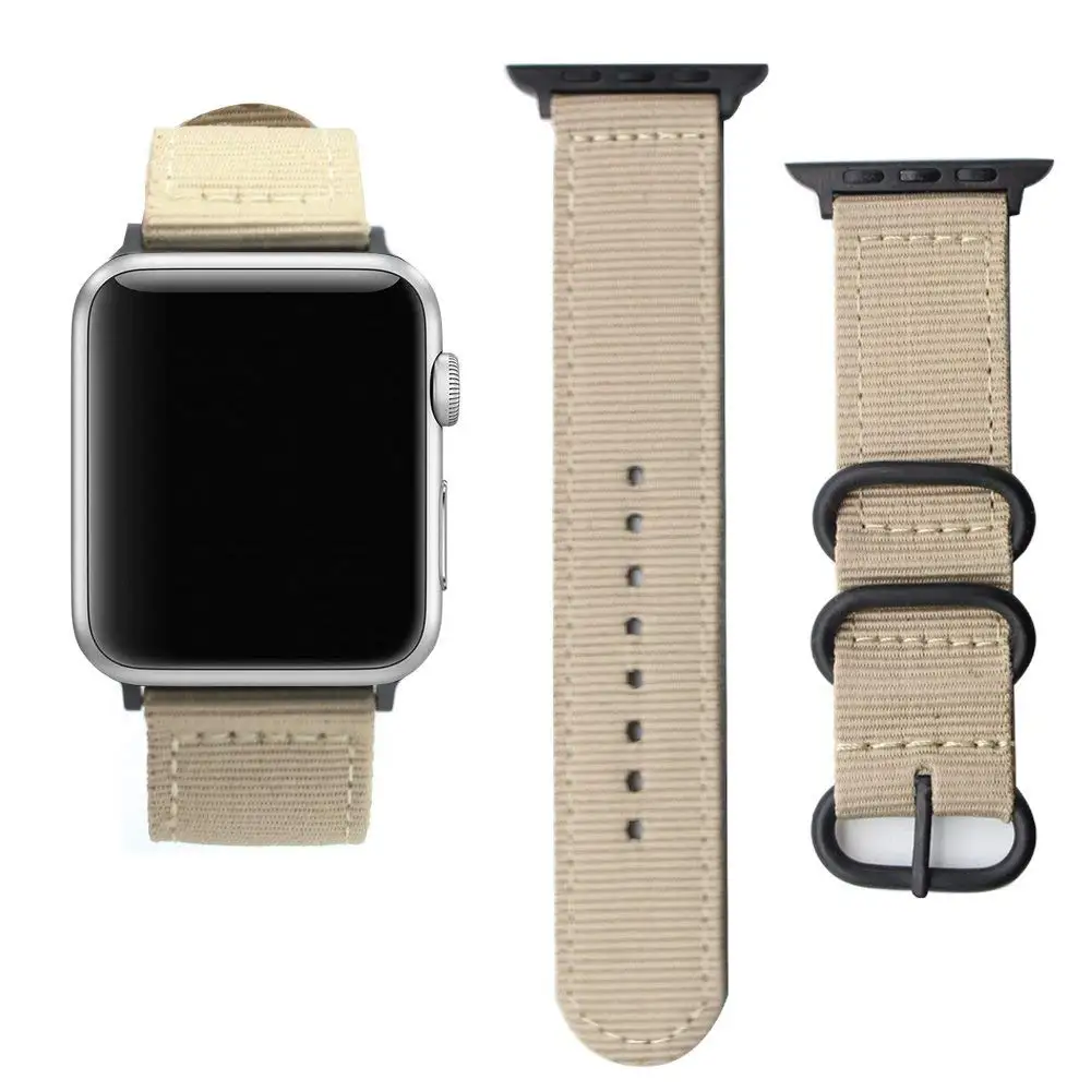 Khaki Нейлоновый ремешок для часов Apple Watch, ремешок для IWatch серии 1 2 3, ремешок 38 мм/42 мм, ремешок для наручных часов Apple Watch, 4 ремешка - Цвет ремешка: Khaki