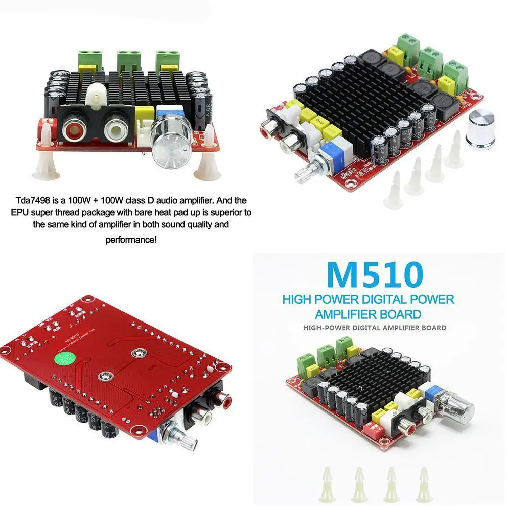 

For XH-M510 TDA7498 High Power Digital Amplifier Board Amplifier Car audio 100w DC12V-24V 2 x J9Q3