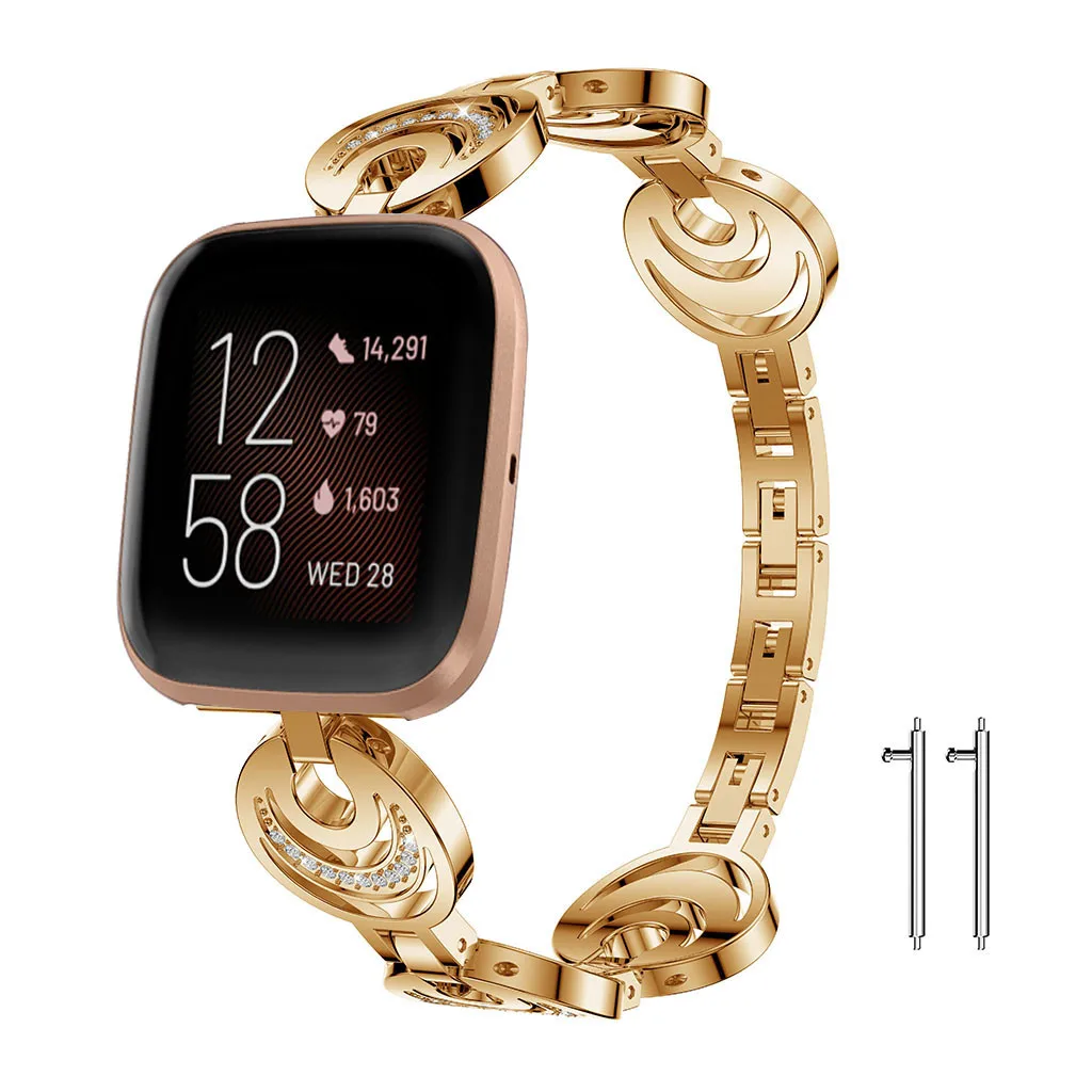 Модный металлический ремешок для часов в форме полумесяца на запястье Fitbit Versa 2