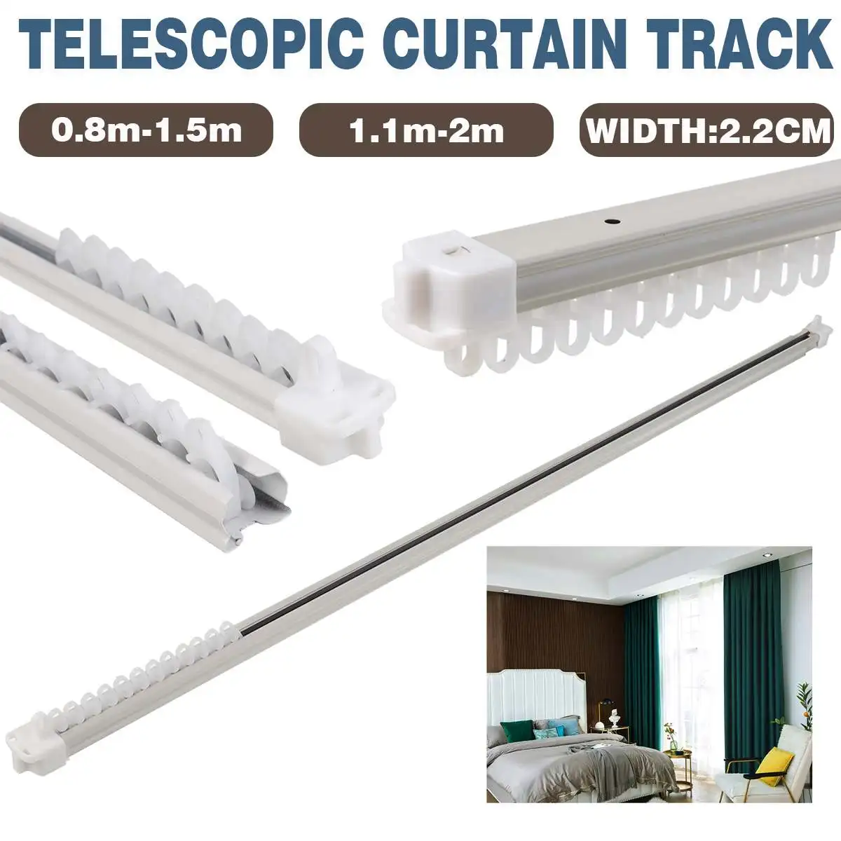 

3FT~7FT Telescopic Curtain Track Straight Hanging Ceiling Top Mounted Curtain Pole Bay Window Curtain Decorative Accessories