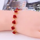 Модный простой браслет-цепочка цвета розового золота, ювелирные изделия с красной эмалью и розой, романтичные украшения, подарок на День святого Валентина для женщин, любимых