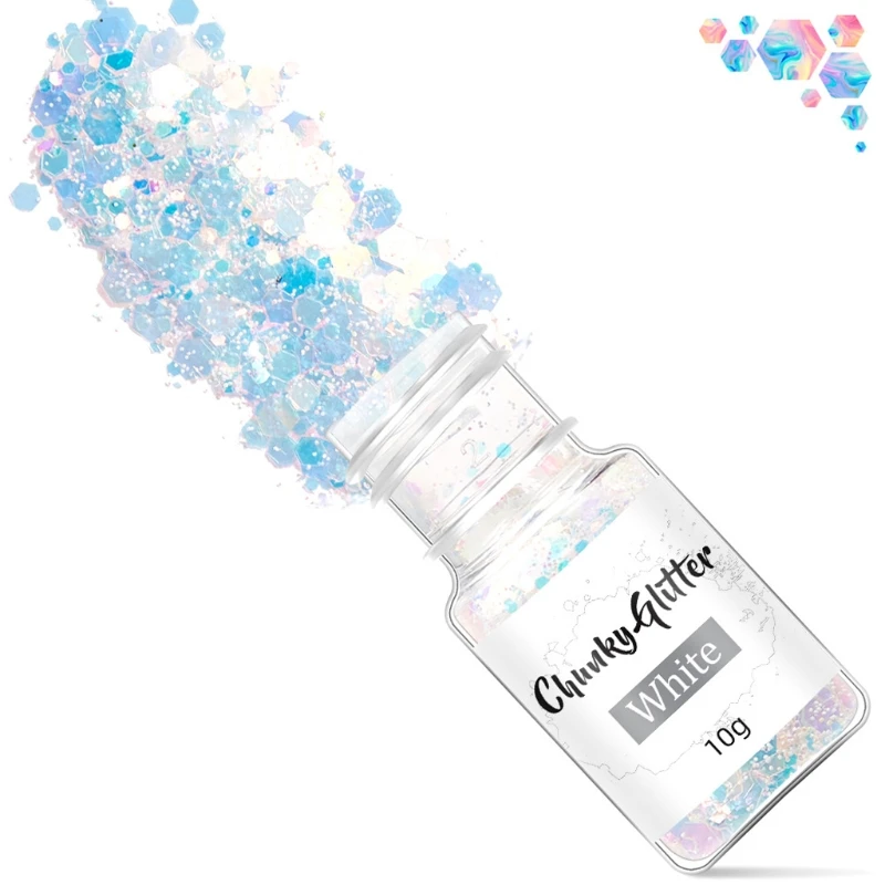 

12/18/24 Colors Chunky Glitter Sequins Mixed Flakes Set Eyeshadow Body Face Decorations DIY Crafts Nail Art Stickers UV