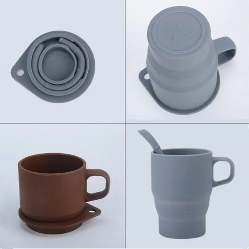 Складная Силиконовая кофейная кружка 300 мл с соломенной крышкой чашки для воды