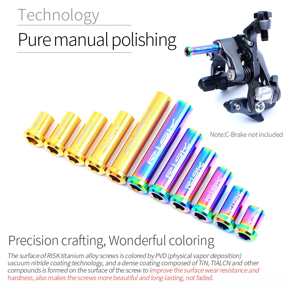 

RISK Road Bike Front Rear Brake Caliper C-brake Pivot Nut Fixing Screw Bolt With Washer Titanium Alloy M6 x10/15/20/25/30/40mm