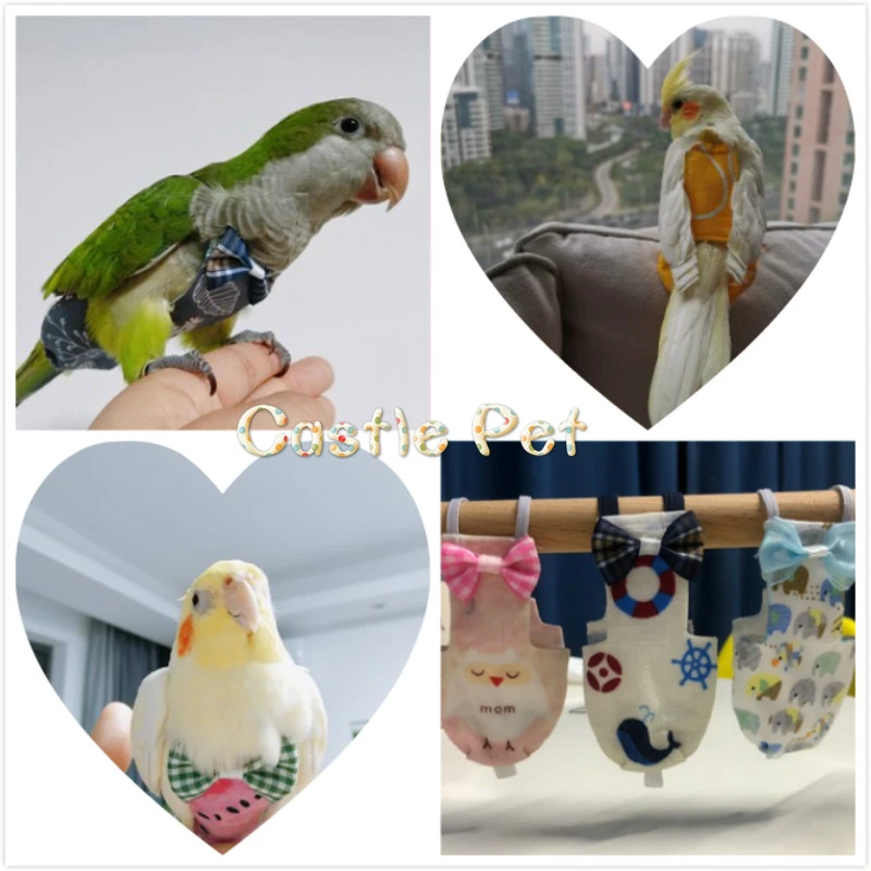 Одежда для домашних попугаев подгузник салфетки ручная работа штаны с птицами