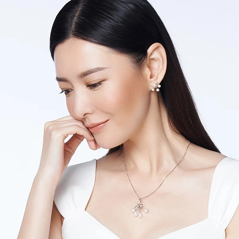 

Подвески женские из серебра 925 пробы, 5 бусин 8-9 мм, натуральный пресноводный жемчуг