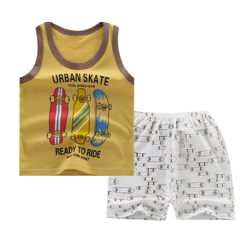 Летний комплект одежды для маленьких мальчиков и девочек летняя хлопковая