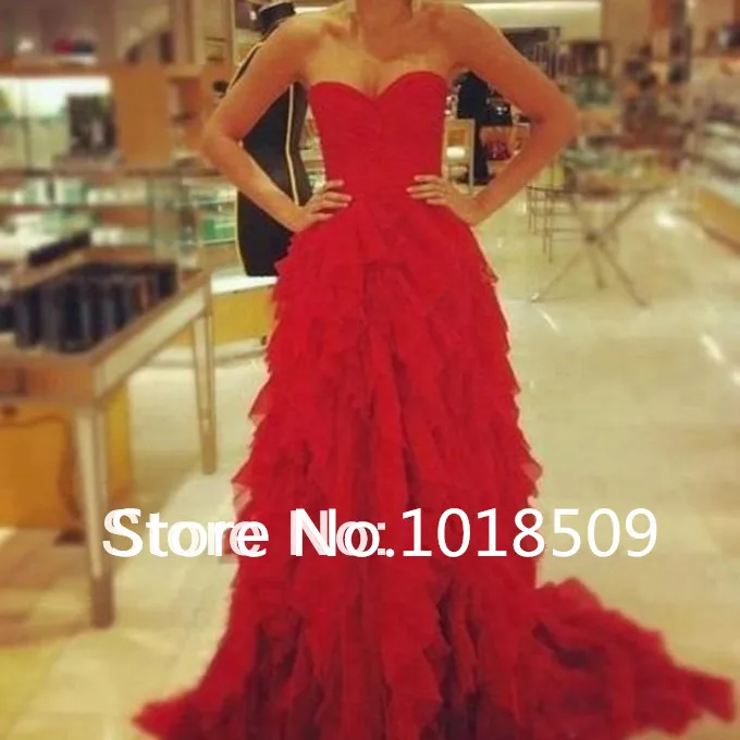 

2018 robe de soiree Charming Women Party Long Sweetheart Pleated Ruffles Court Train Girls Red Prom mother of the bride dresses