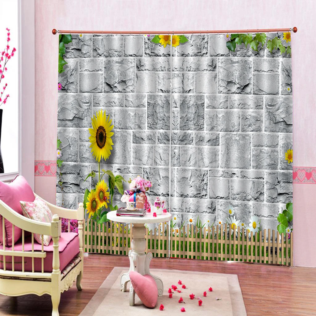 Фото на заказ фотообои из полиэстера цветок белая кирпичная стена принт для